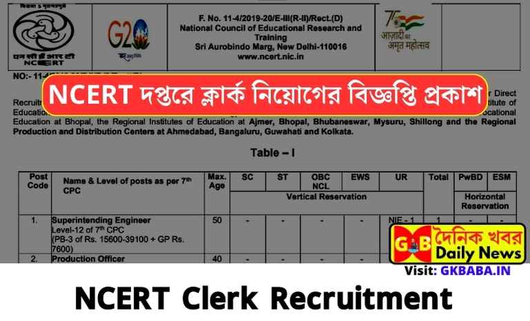 NCERT Lower Division Clerk Recruitment