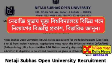 Netaji Subhas Open University Recruitment