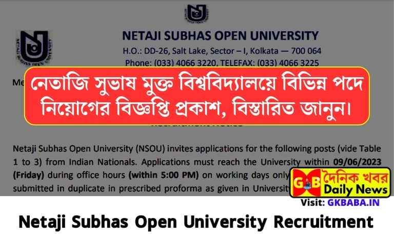 Netaji Subhas Open University Recruitment